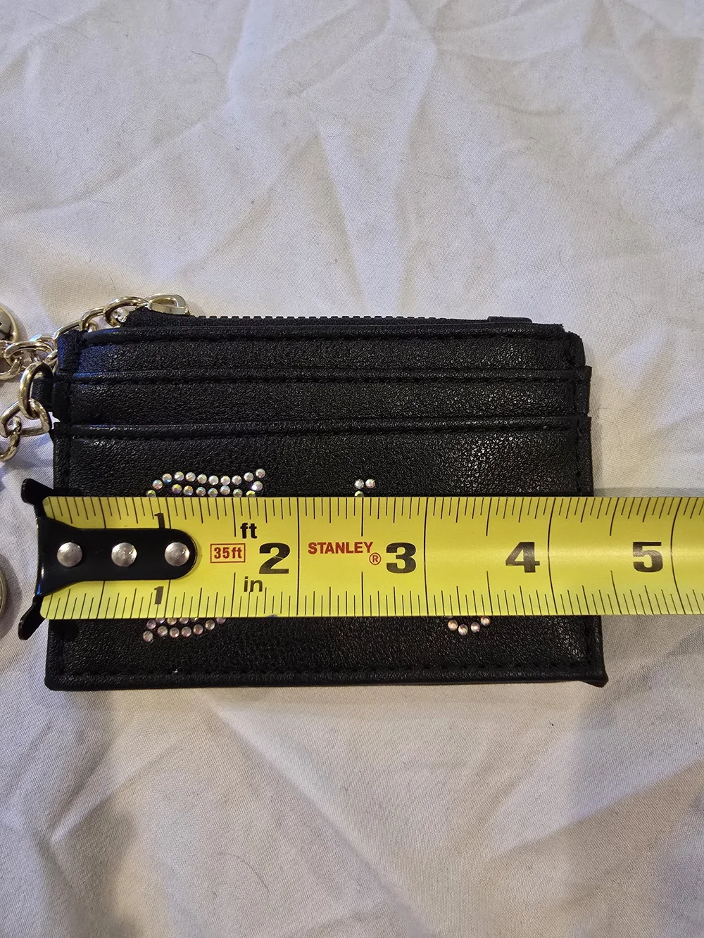 Juicy Couture Black Crystal-Logo Card Holder Keychain